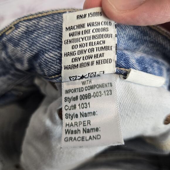 Trave Jeans 30 Harper Crop Straight High Rise Raw Hem Button Fly Grunge Denim - Picture 7 of 12